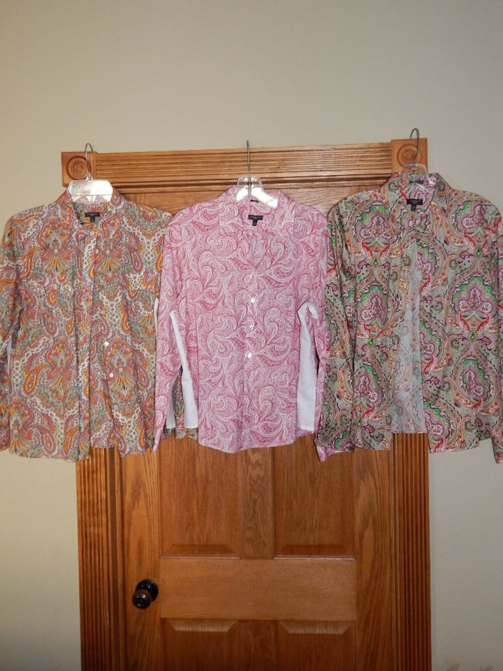 LOT 3 Women's Size 14 Petite 14P TALBOTS Paisley Pattern Button Front Shirt Top